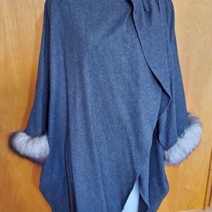 Dyed Fox Trim Grey Wool